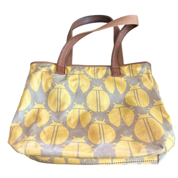 Fossil Key-Per Leather & Coated Canvas Ladybug Print Tote Shoulder Bag - Picture 10 of 12